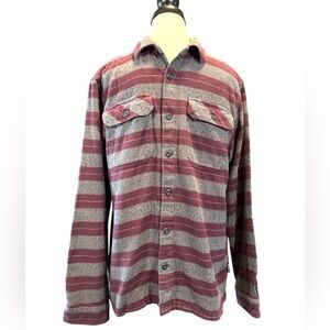 Patagonia Striped Button-Up Shirt in Red and Gray
